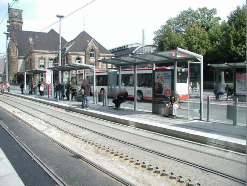 Hbf. StraBa-Steig 3 Sicht Hansa-Centrum